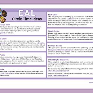EAL Circle Games for Reception | EYFS Circle Time Activities