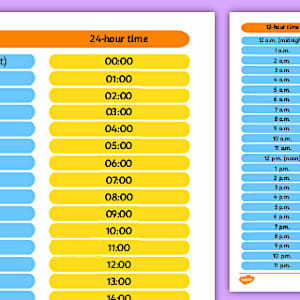 12 and 24-Hour Reference Mat