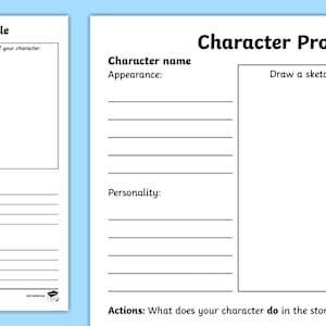Character Profile Template | Primary Resources