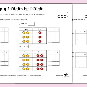 👉 Multiply 2-Digits by 1-Digit Activity Sheets