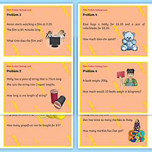 Year 4 Maths Problems Challenge Cards
