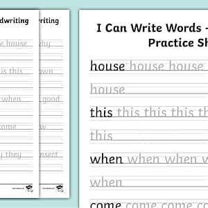 I Can Write Words - Handwriting Practice Sheets