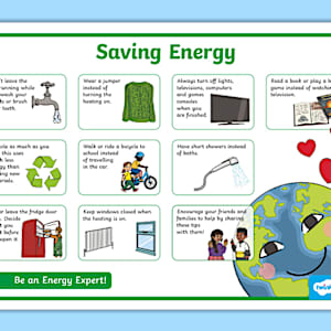 Energy Saving Signs and Labels - Display Poster