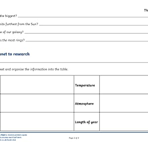 Planets of the Solar System Differentiated Worksheets