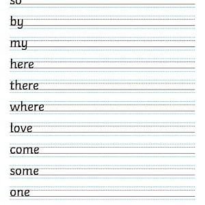Year 1 Common Exception Words Handwriting Worksheets