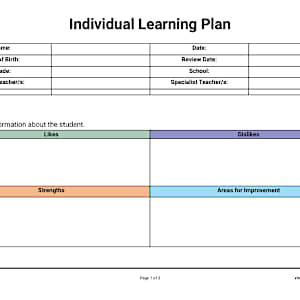 Individual Learning Plan Template | SEN Teaching Resources