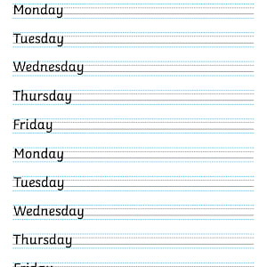 Days Of The Week - Handwriting Practice Sheet