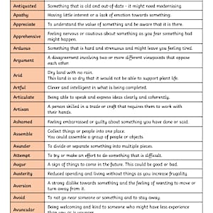 11+ Vocabulary List - 500 Words & Definitions - Twinkl
