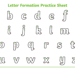 Letter Formation Alphabet Handwriting Practice Sheet