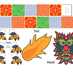 Chinese New Year Paper Craft - Chinese Dragon Template
