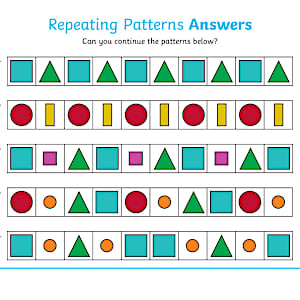 Repeating Patterns Worksheets for Grade 2